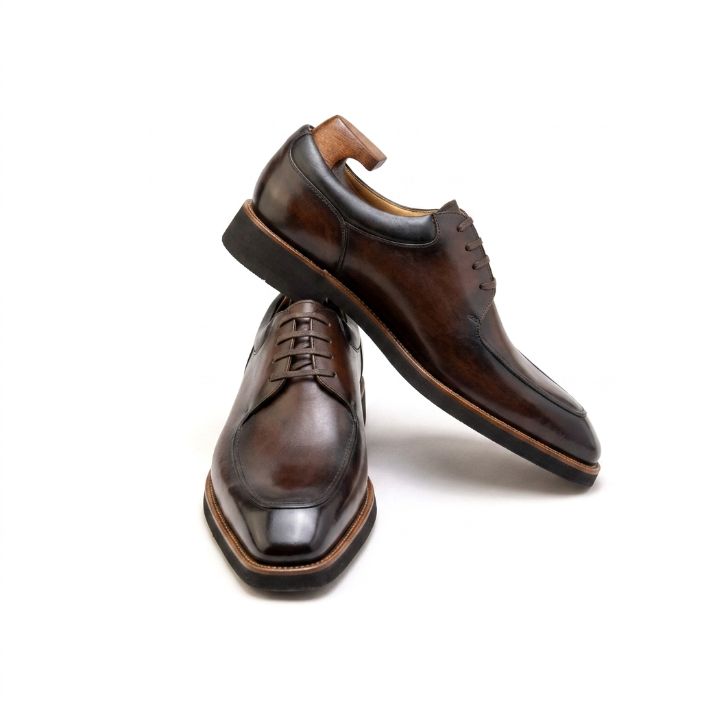 | Camel Brogue Derby Shoes For Men