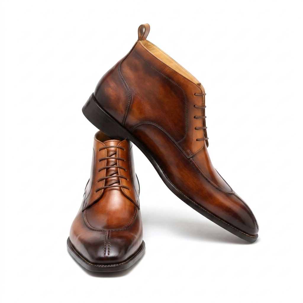 Cowhide Toe Derby Shoes For Men