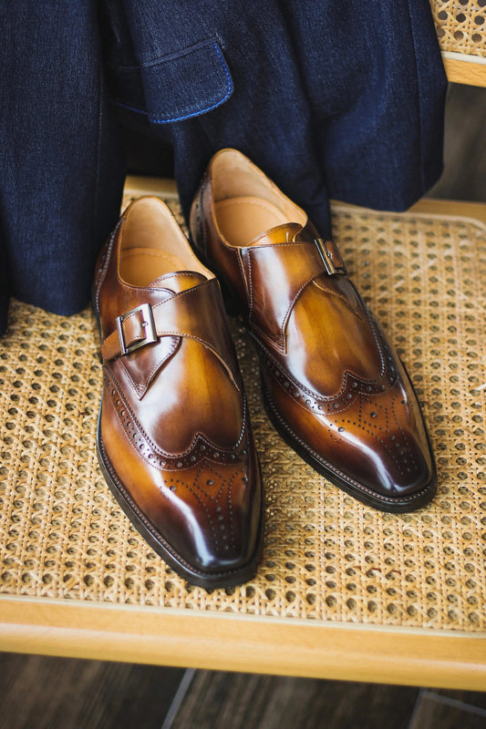 Cowhide Genuine Leather Monkstaps For Men