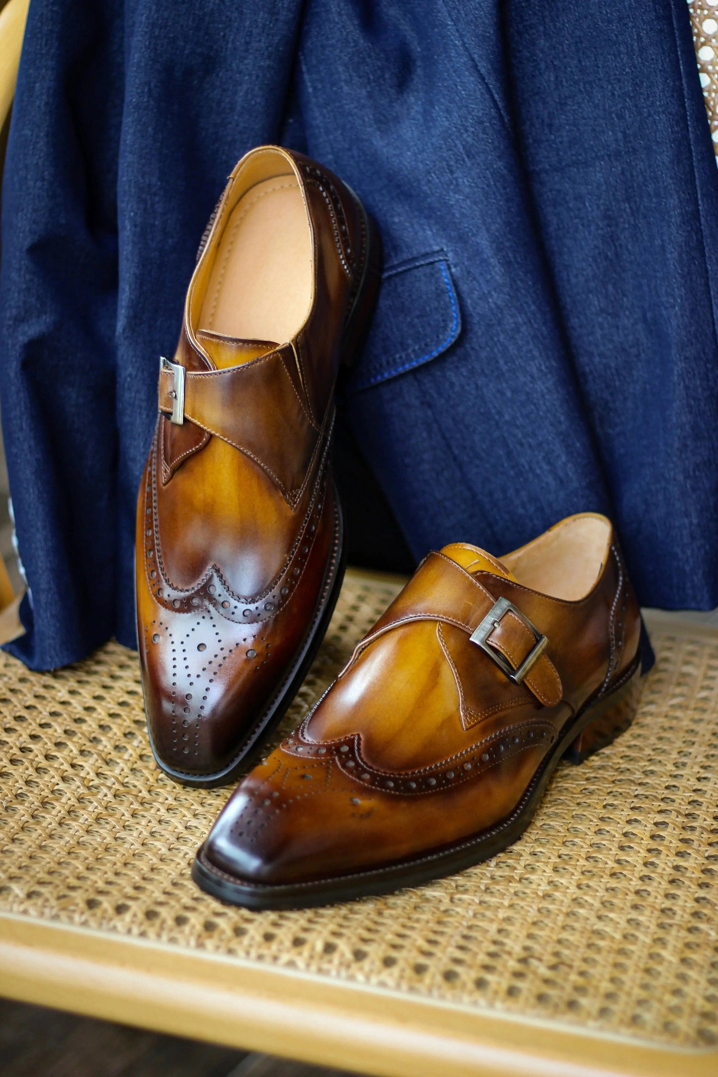 Cowhide Genuine Leather Monkstaps For Men