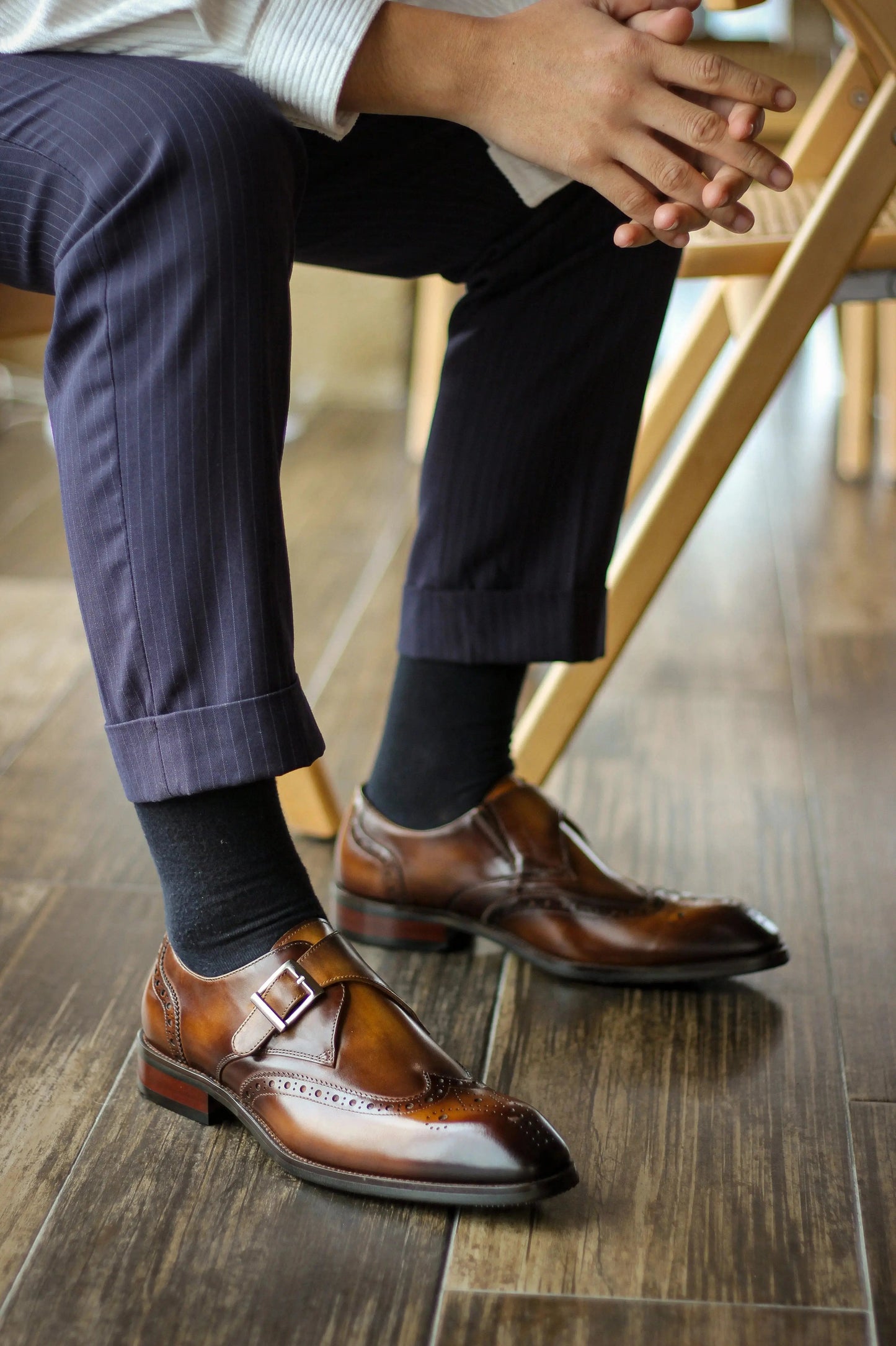 Cowhide Genuine Leather Monkstaps For Men