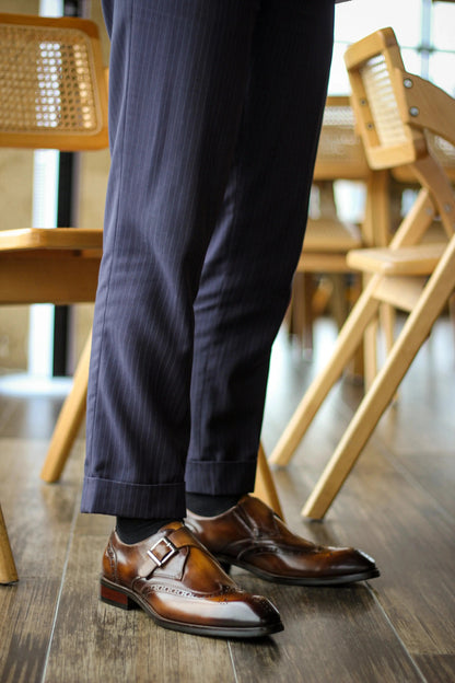 Cowhide Genuine Leather Monkstaps For Men