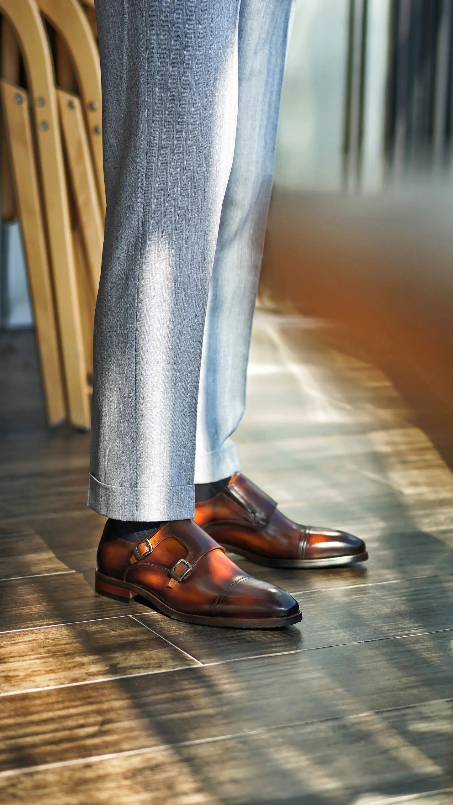 | Handcrafted Brown Calfskin Single Monk Strap