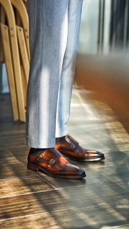 | Handcrafted Brown Calfskin Single Monk Strap