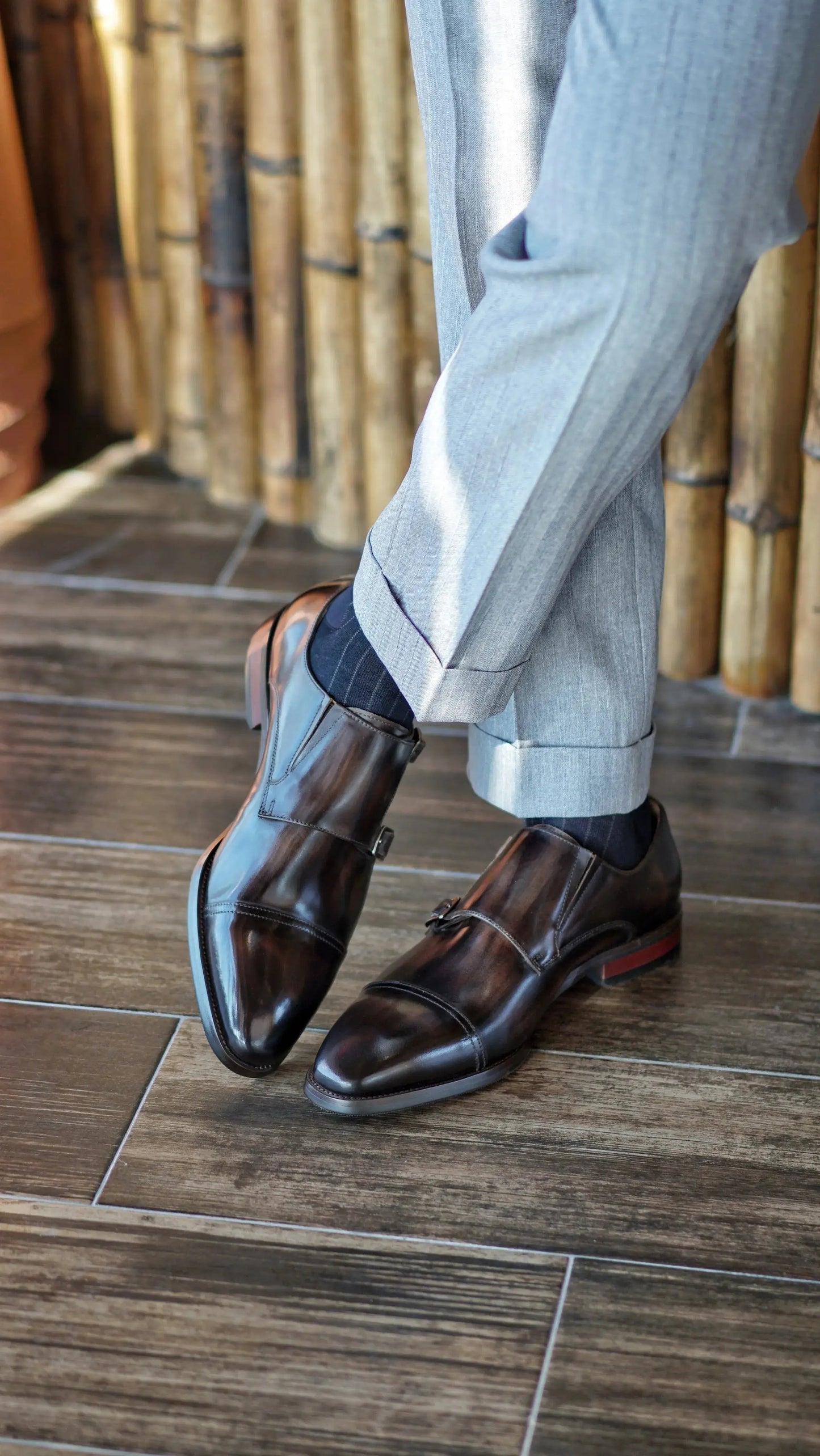 | Handcrafted Brown Calfskin Single Monk Strap