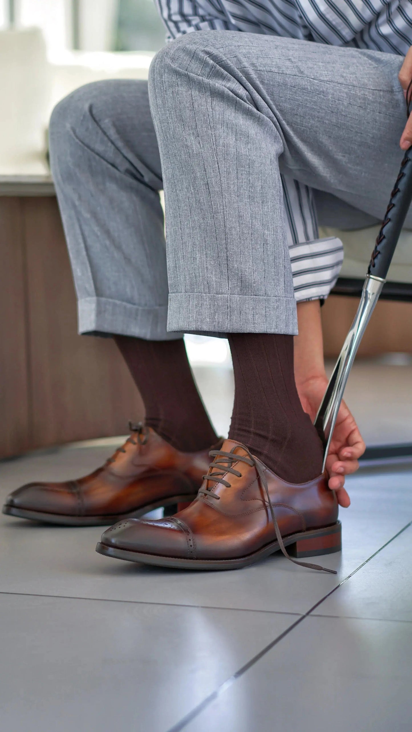 Classic Burnished Brown Brogue Oxfords