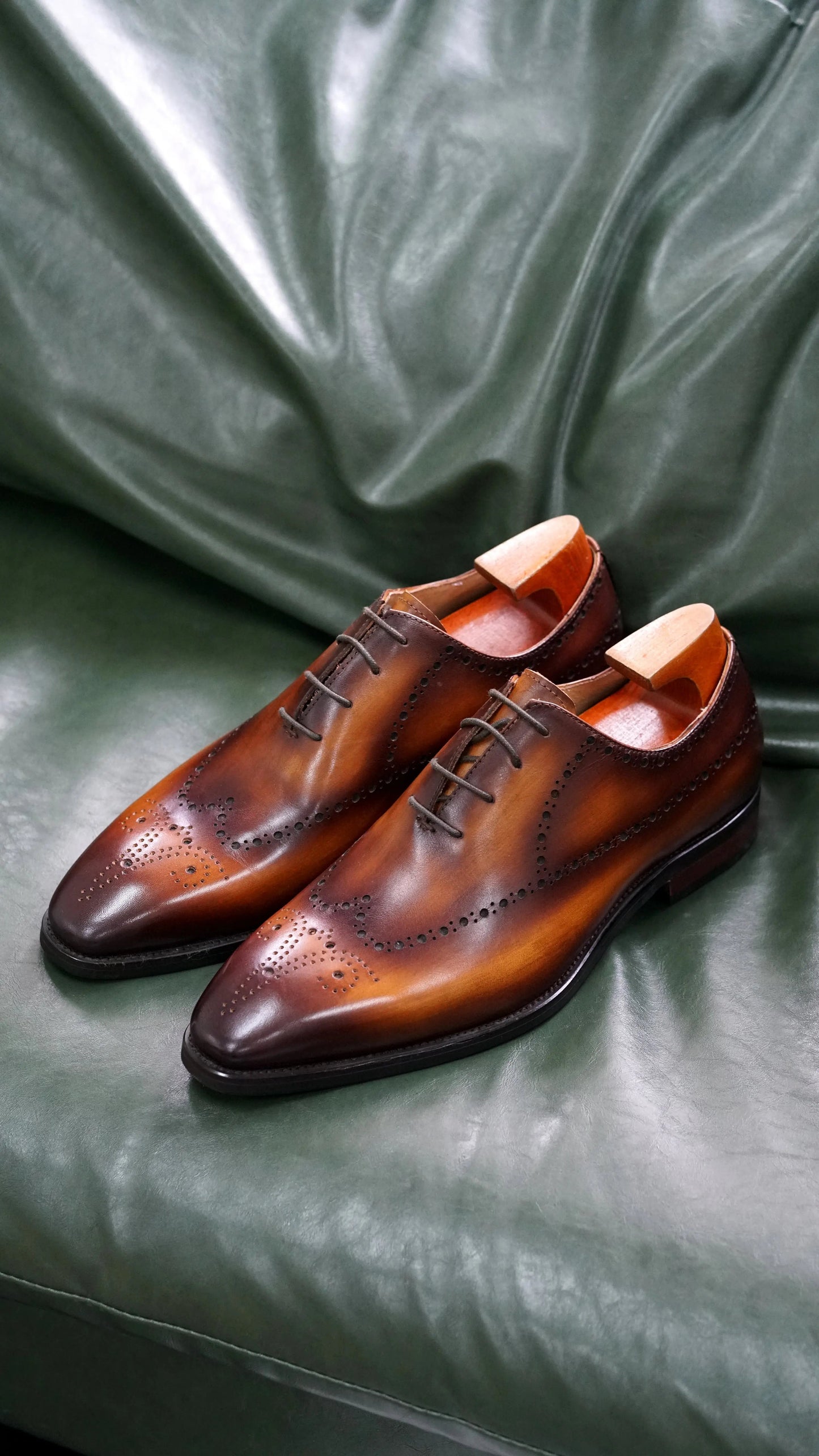 | Elegant Cognac Brogue Oxford Dress Shoes