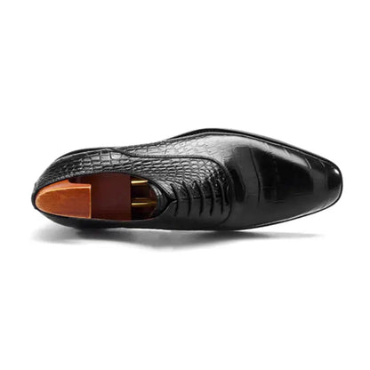 Handcrafted Luxury Burgundy Croco Oxford Shoes