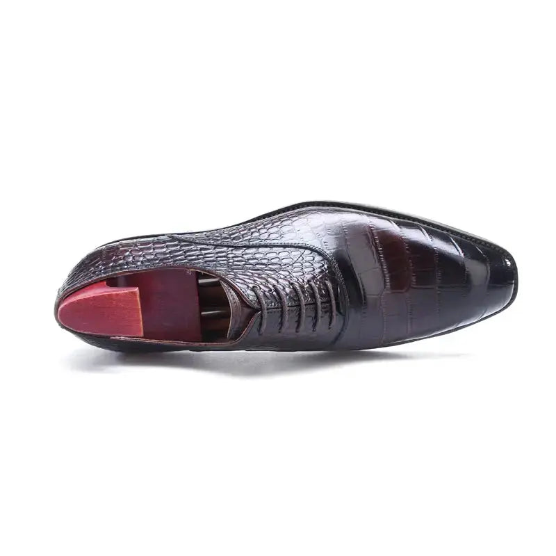 Handcrafted Luxury Burgundy Croco Oxford Shoes