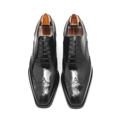 | Handmade Burgundy Leather Wingtip Brogue Oxford Dress Shoes