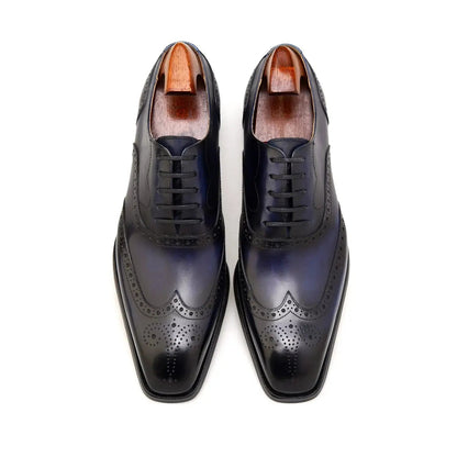 | Handmade Burgundy Leather Wingtip Brogue Oxford Dress Shoes