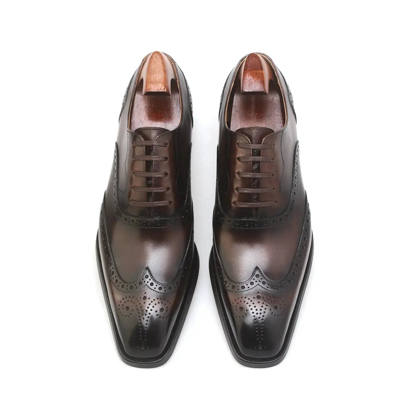 | Handmade Burgundy Leather Wingtip Brogue Oxford Dress Shoes