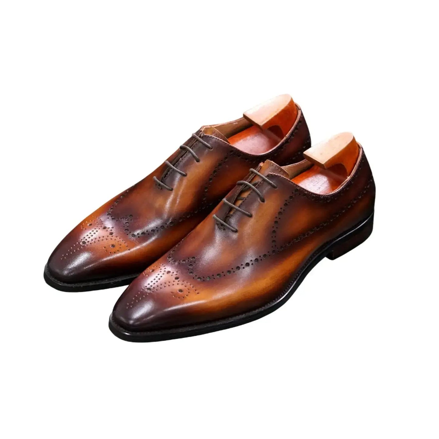| Elegant Cognac Brogue Oxford Dress Shoes