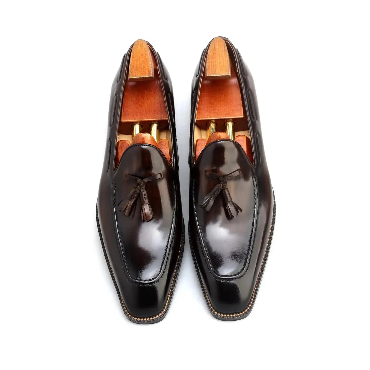 | Handcrafted Mahogany Calfskin Tassel Loafers
