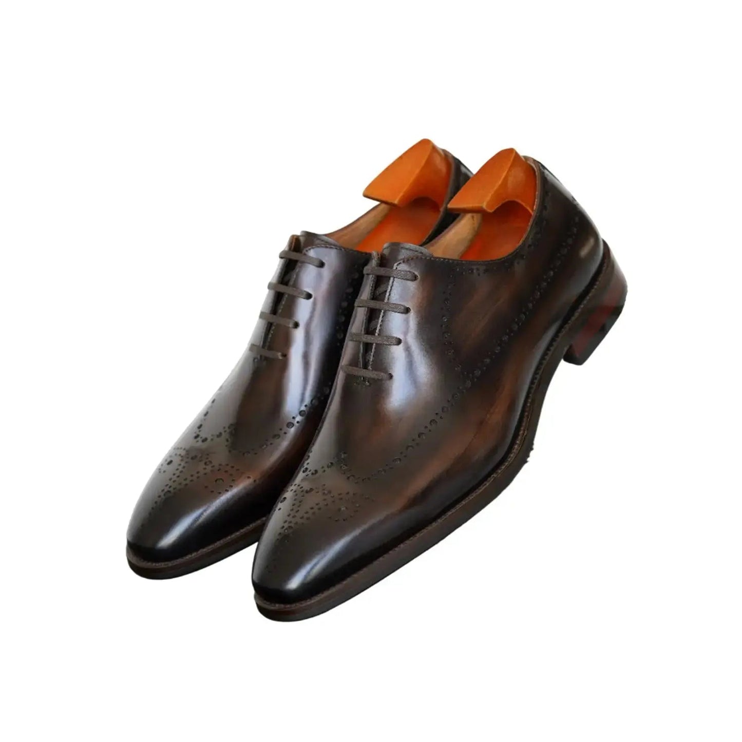 | Elegant Cognac Brogue Oxford Dress Shoes