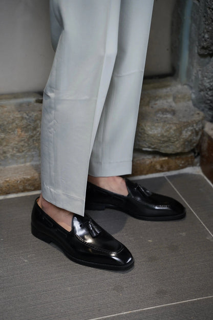 | Handcrafted Mahogany Calfskin Tassel Loafers