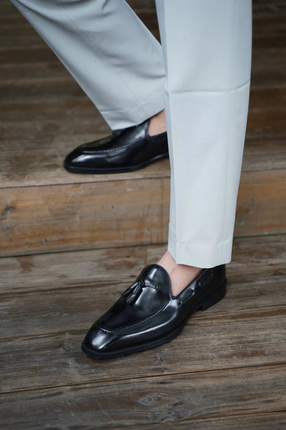 | Handcrafted Mahogany Calfskin Tassel Loafers