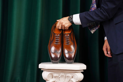 | The Maverick Tan Wingtip Oxford Brogues