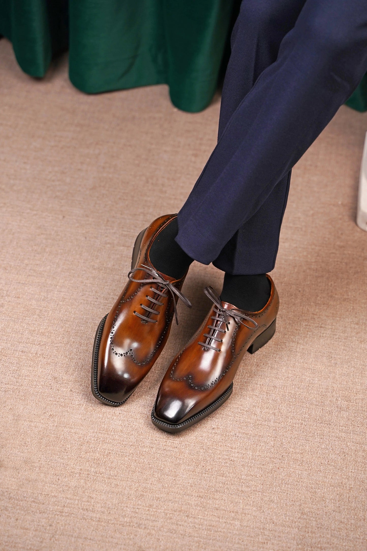 | The Maverick Tan Wingtip Oxford Brogues
