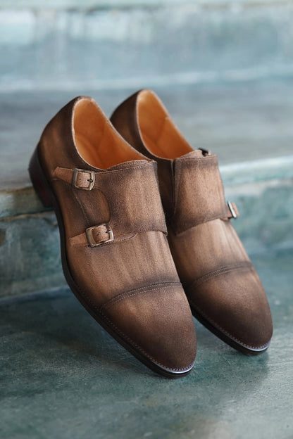 | Handcrafted Brown Calfskin Single Monk Strap