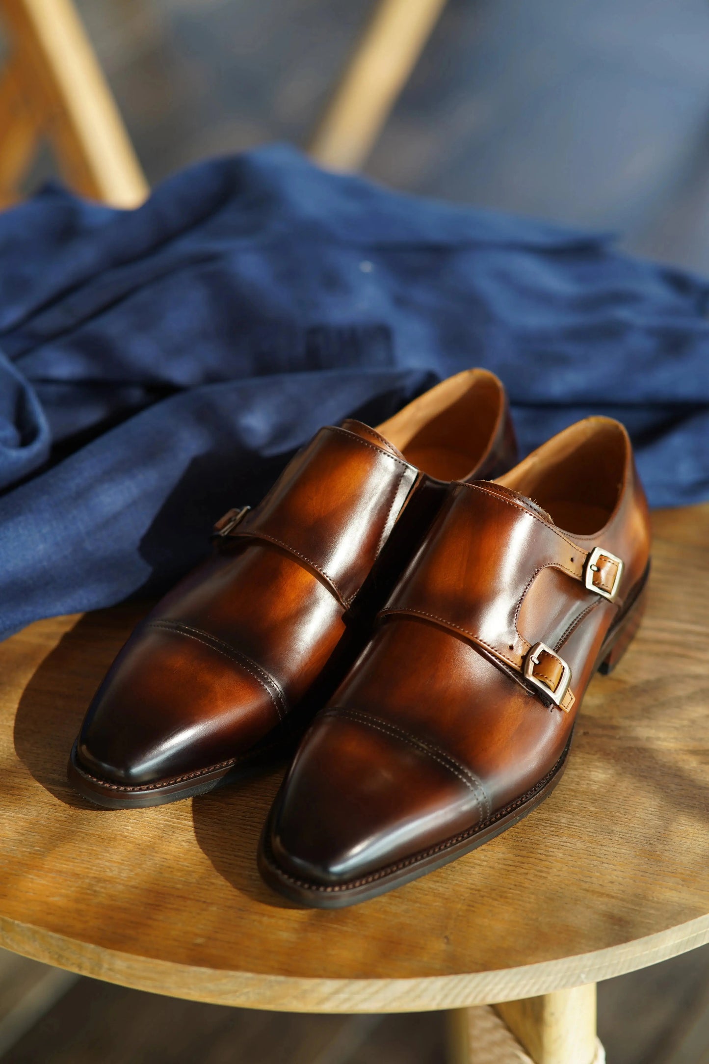 | Handcrafted Brown Calfskin Single Monk Strap