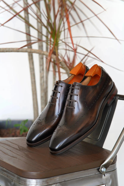 | Elegant Cognac Brogue Oxford Dress Shoes