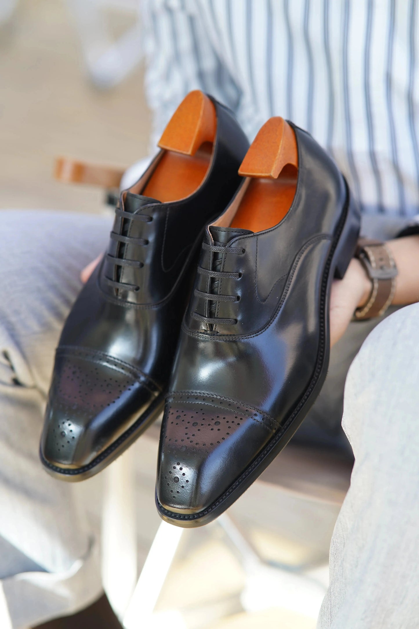 Classic Burnished Brown Brogue Oxfords