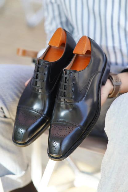 Classic Burnished Brown Brogue Oxfords