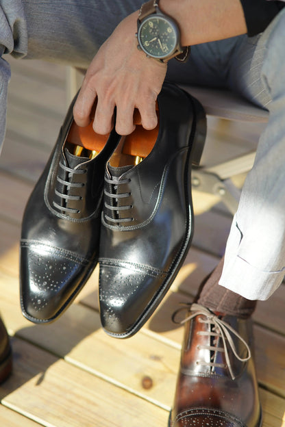 Classic Burnished Brown Brogue Oxfords