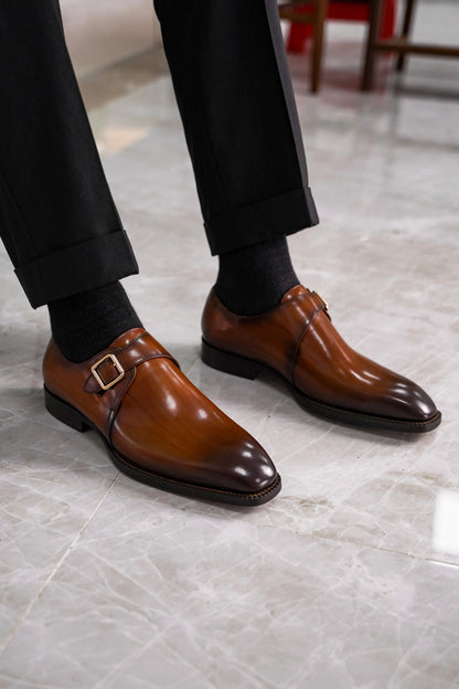 | Leather Smooth Monkstap Shoes For Men