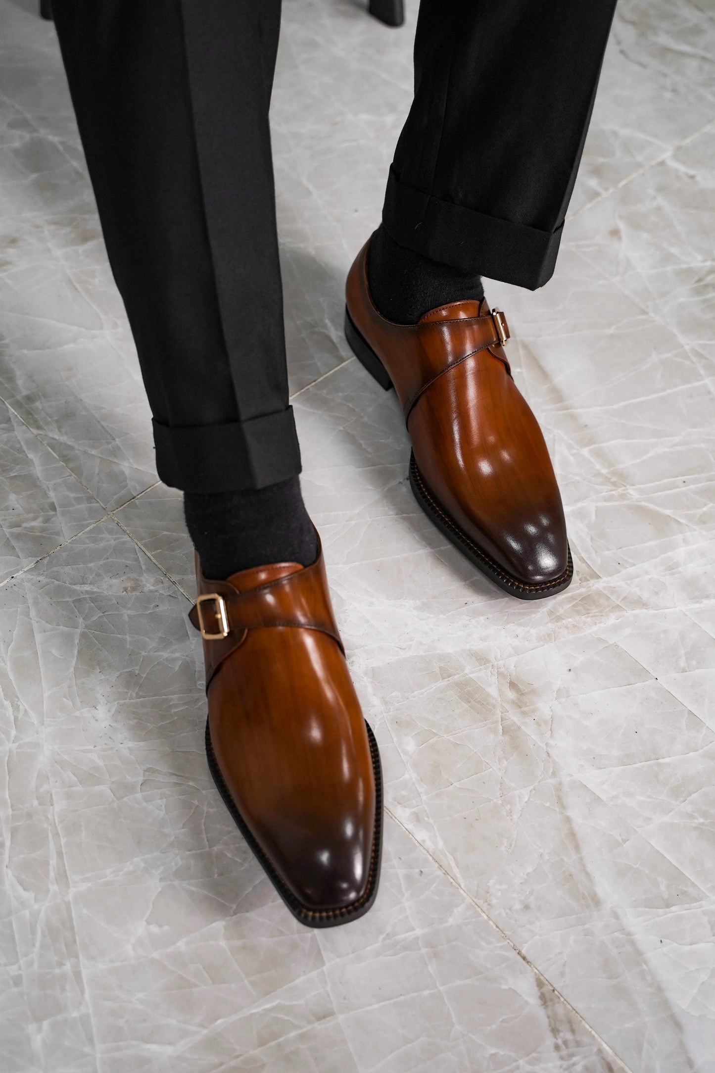 | Leather Smooth Monkstap Shoes For Men