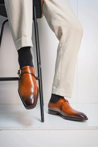 | Leather Smooth Monkstap Shoes For Men