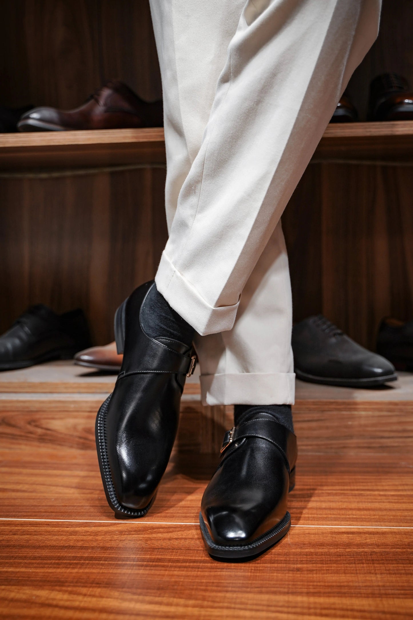 | Leather Smooth Monkstap Shoes For Men