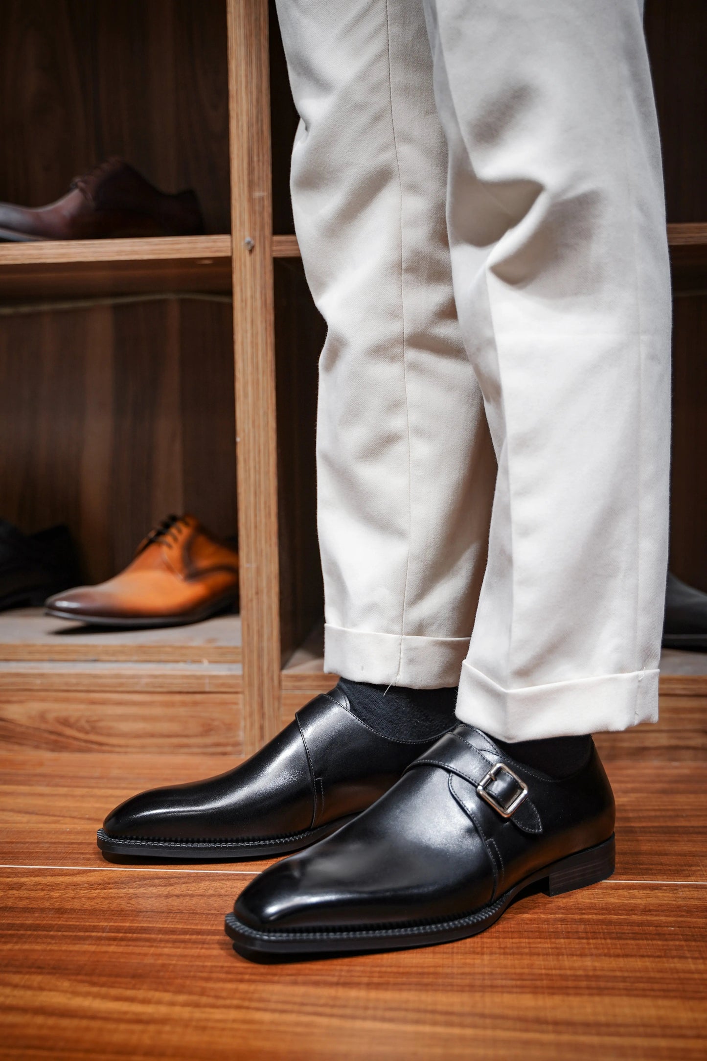 | Leather Smooth Monkstap Shoes For Men