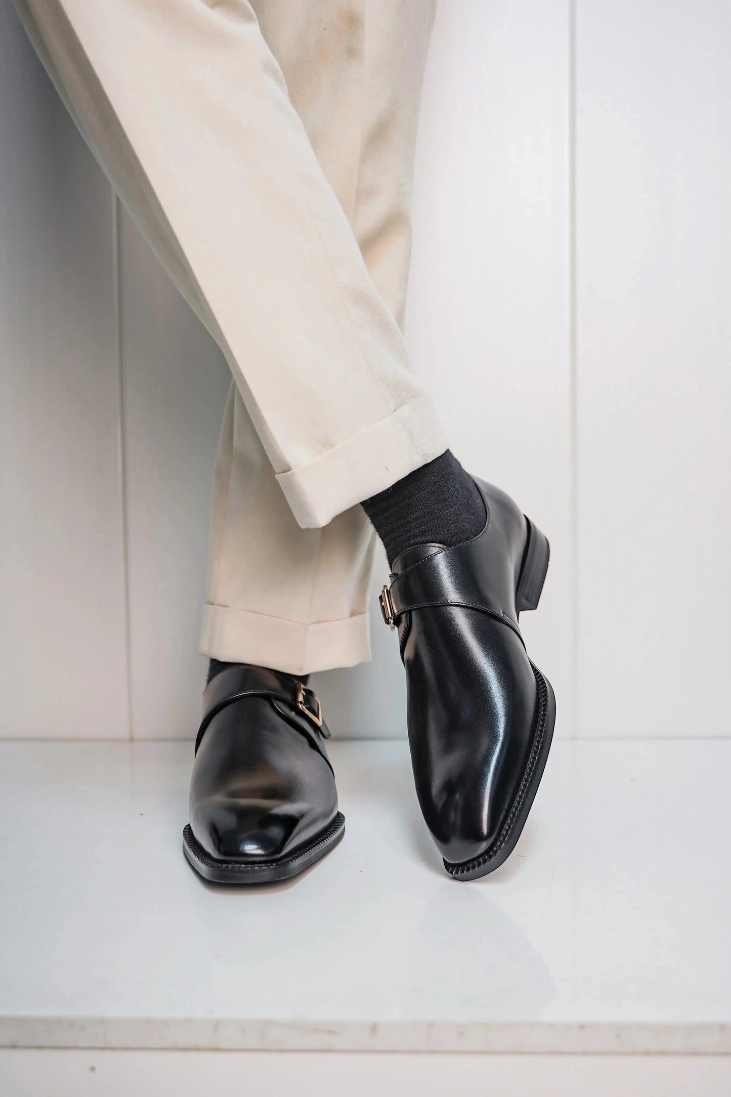 | Leather Smooth Monkstap Shoes For Men