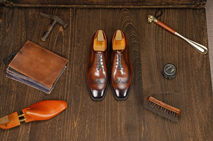| The Maverick Tan Wingtip Oxford Brogues