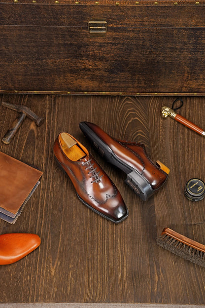 | The Maverick Tan Wingtip Oxford Brogues