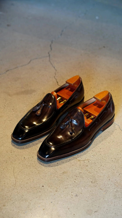 | Handcrafted Mahogany Calfskin Tassel Loafers