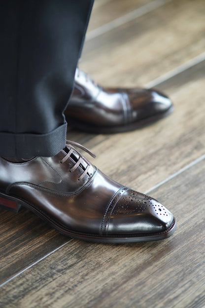 Classic Burnished Brown Brogue Oxfords