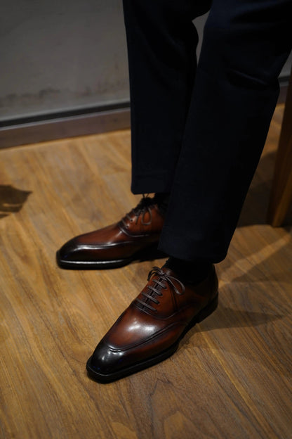 | Handmade Cowhide Derby Shoes For Men
