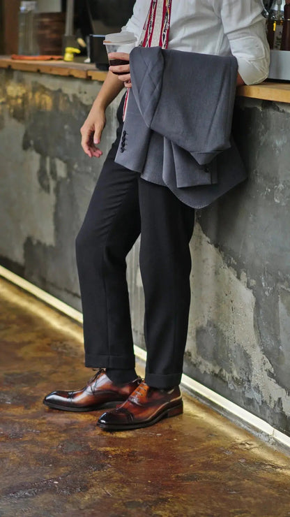 Classic Burnished Brown Brogue Oxfords