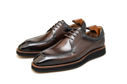 | Camel Brogue Derby Shoes For Men