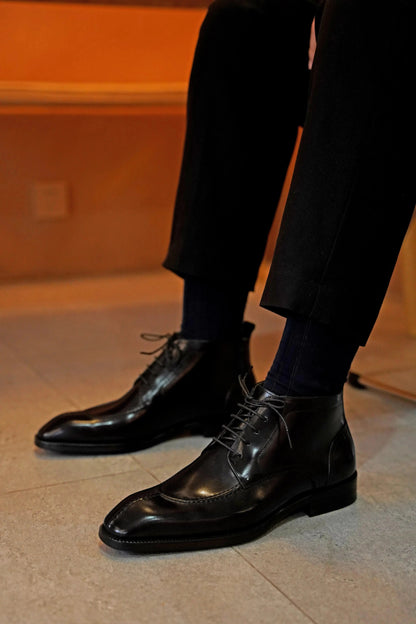 Cowhide Toe Derby Shoes For Men