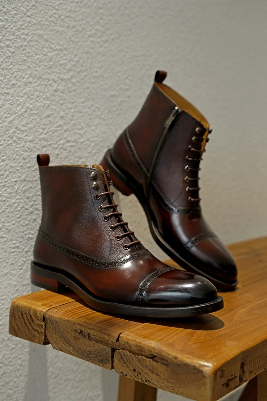 | Handmade Brown Leather Derby Brogues