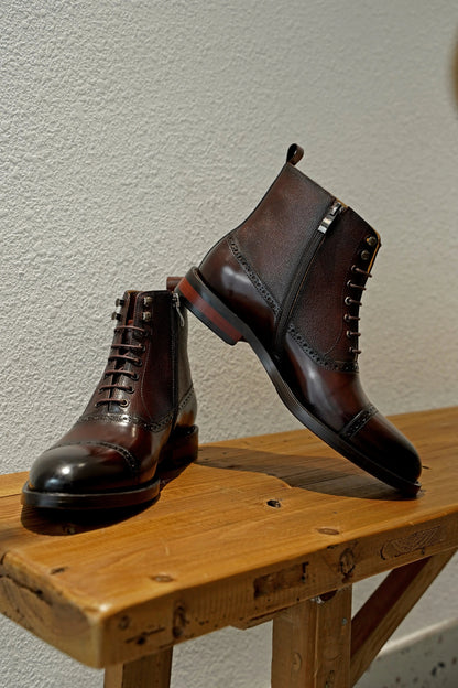 | Handmade Brown Leather Derby Brogues