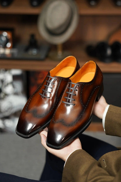 | The Maverick Tan Wingtip Oxford Brogues
