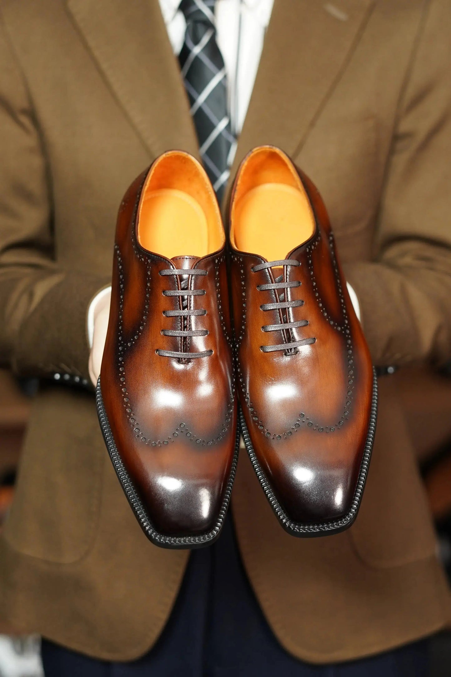 | The Maverick Tan Wingtip Oxford Brogues
