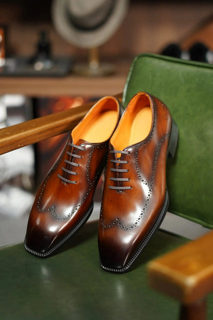 | The Maverick Tan Wingtip Oxford Brogues