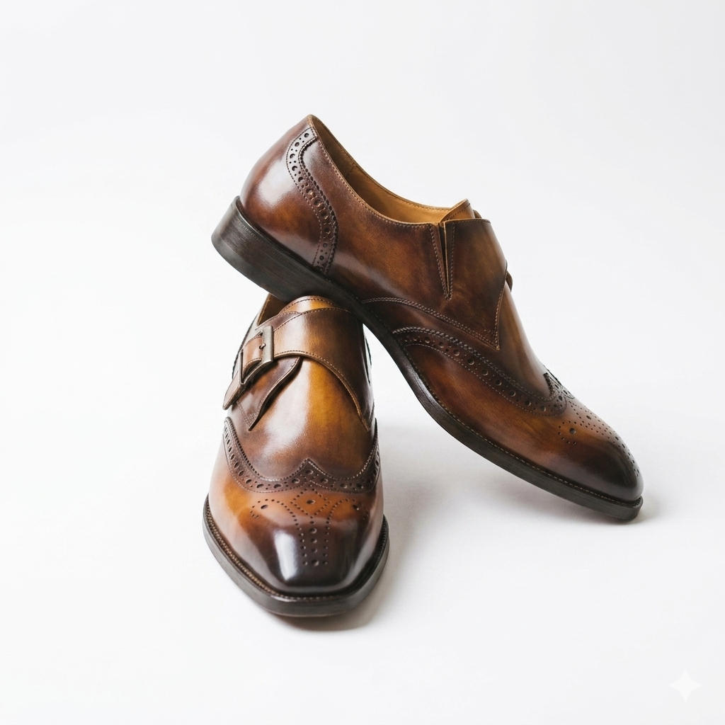 Cowhide Genuine Leather Monkstaps For Men