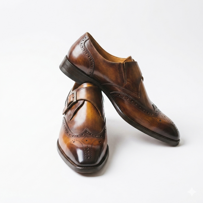 Cowhide Genuine Leather Monkstaps For Men